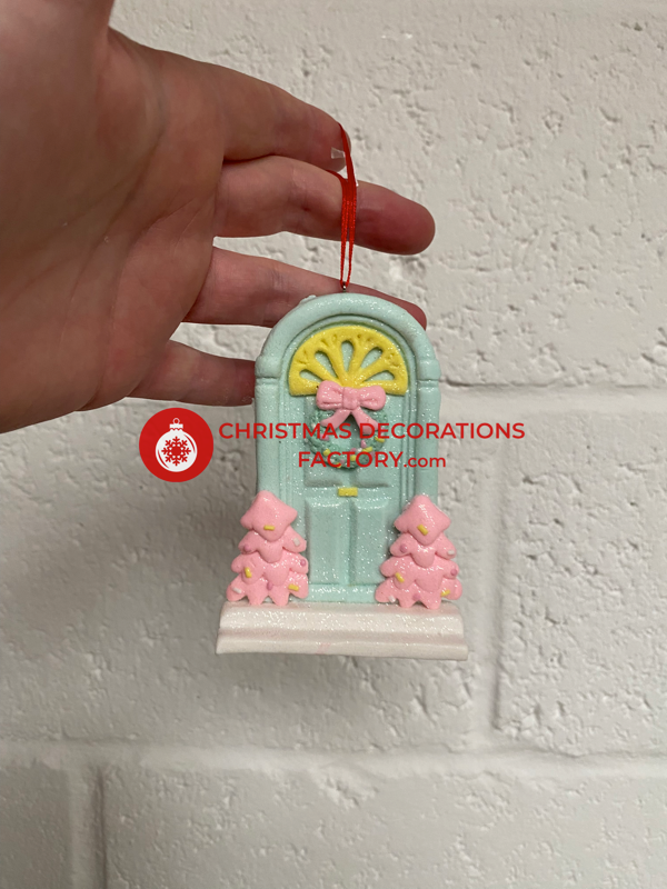 10cm Pastel Green Christmas Door Clay Bauble