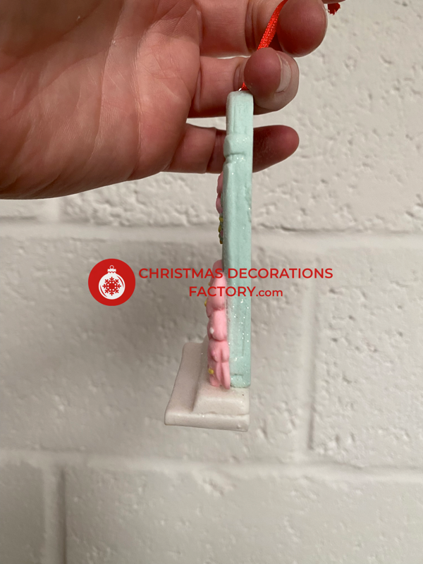 10cm Pastel Green Christmas Door Clay Bauble