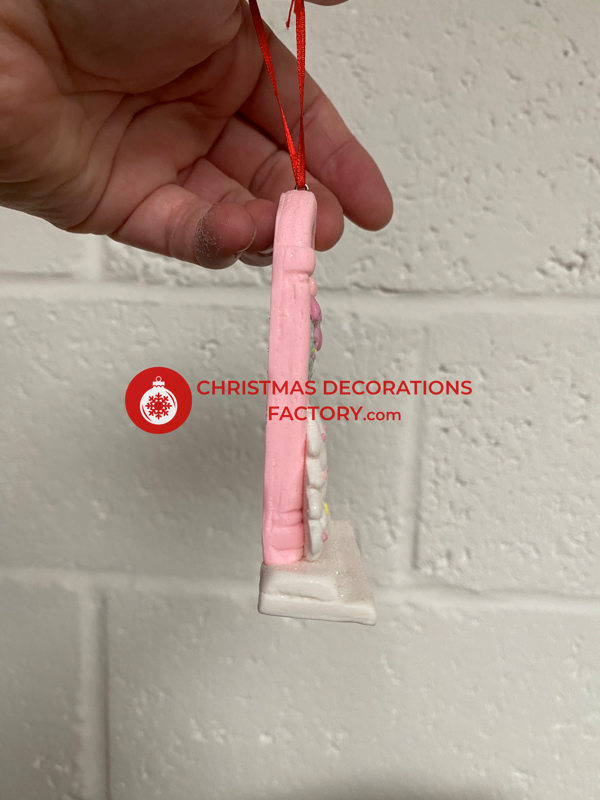 10cm Pastel Pink Christmas Door Clay Bauble