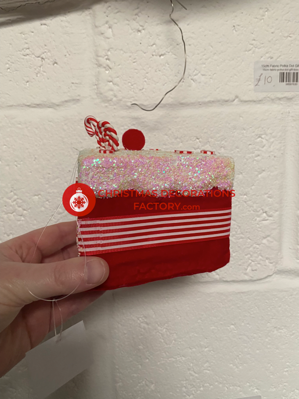 12cm Fabric Candy Cane Cake Decoration