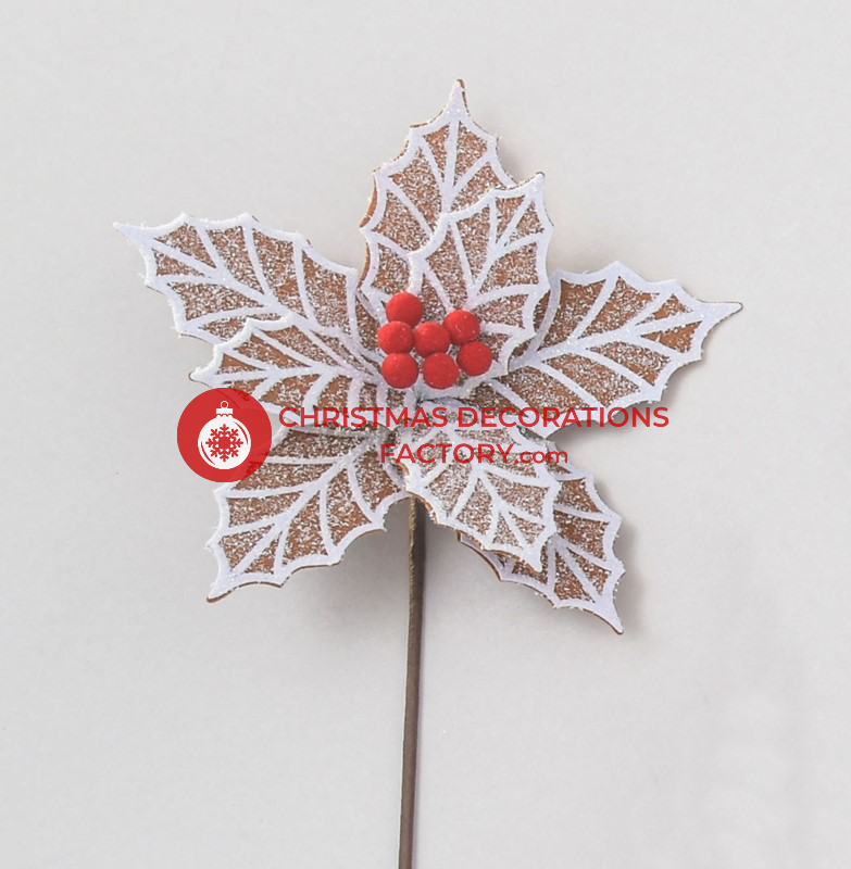 50cm Holly Flower Gingerbread Spray