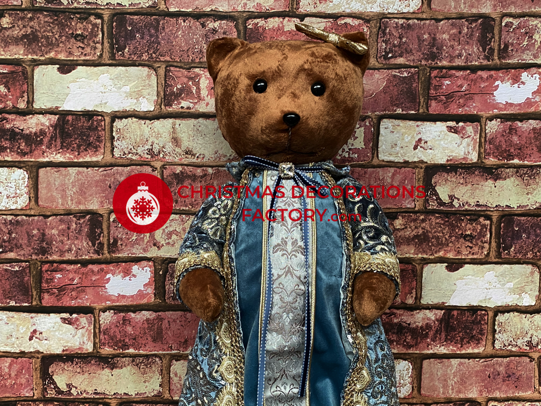 55cm Blue And Champagne Fabric Standing Girl Bear