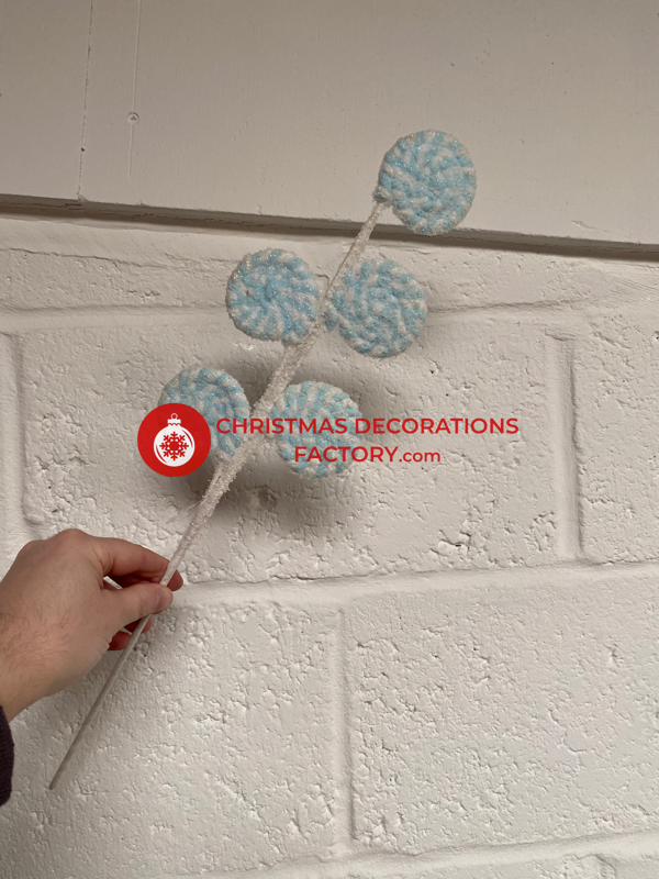 56cm Blue And White Fabric Candy Swirls Spray