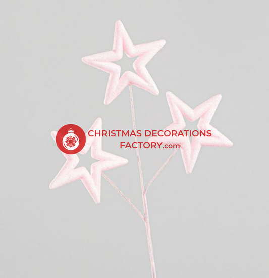 56cm Pink Glitter 3 Star Spray