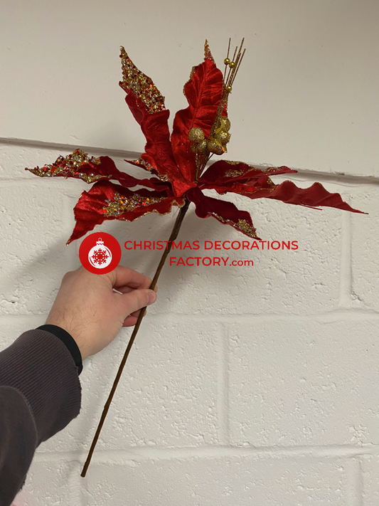 60cm Red Velvet Poinsettia