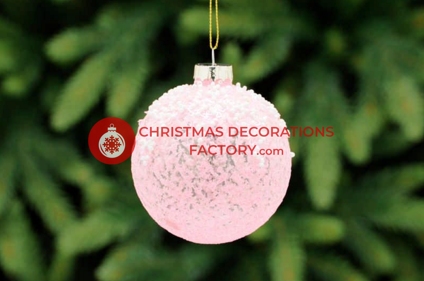 8cm Pink Glitter Glass Bauble