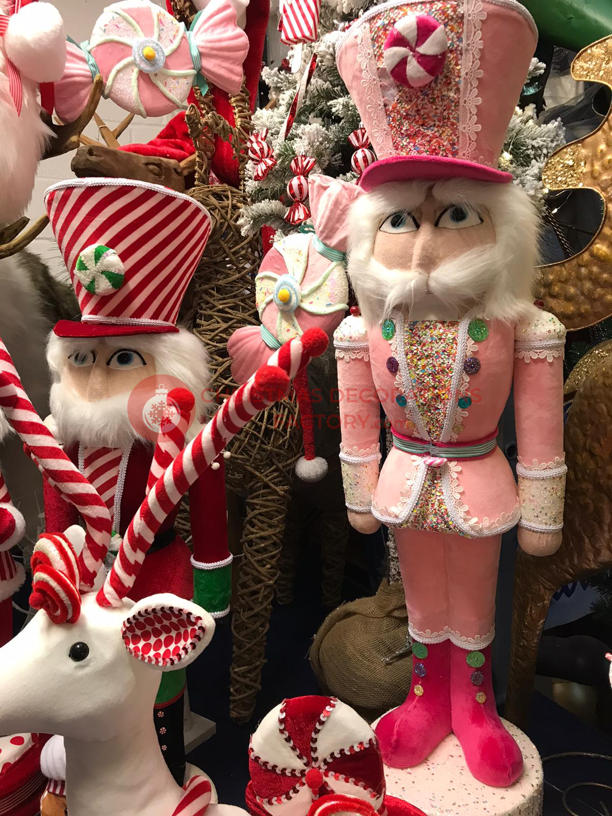 102cm Pink Fabric Candy Cane Nutcracker