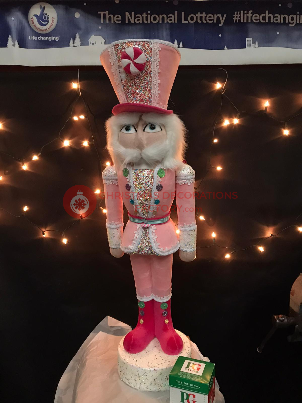 102cm Pink Fabric Candy Cane Nutcracker