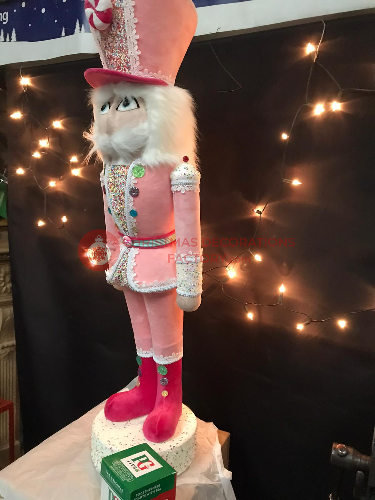 102cm Pink Fabric Candy Cane Nutcracker