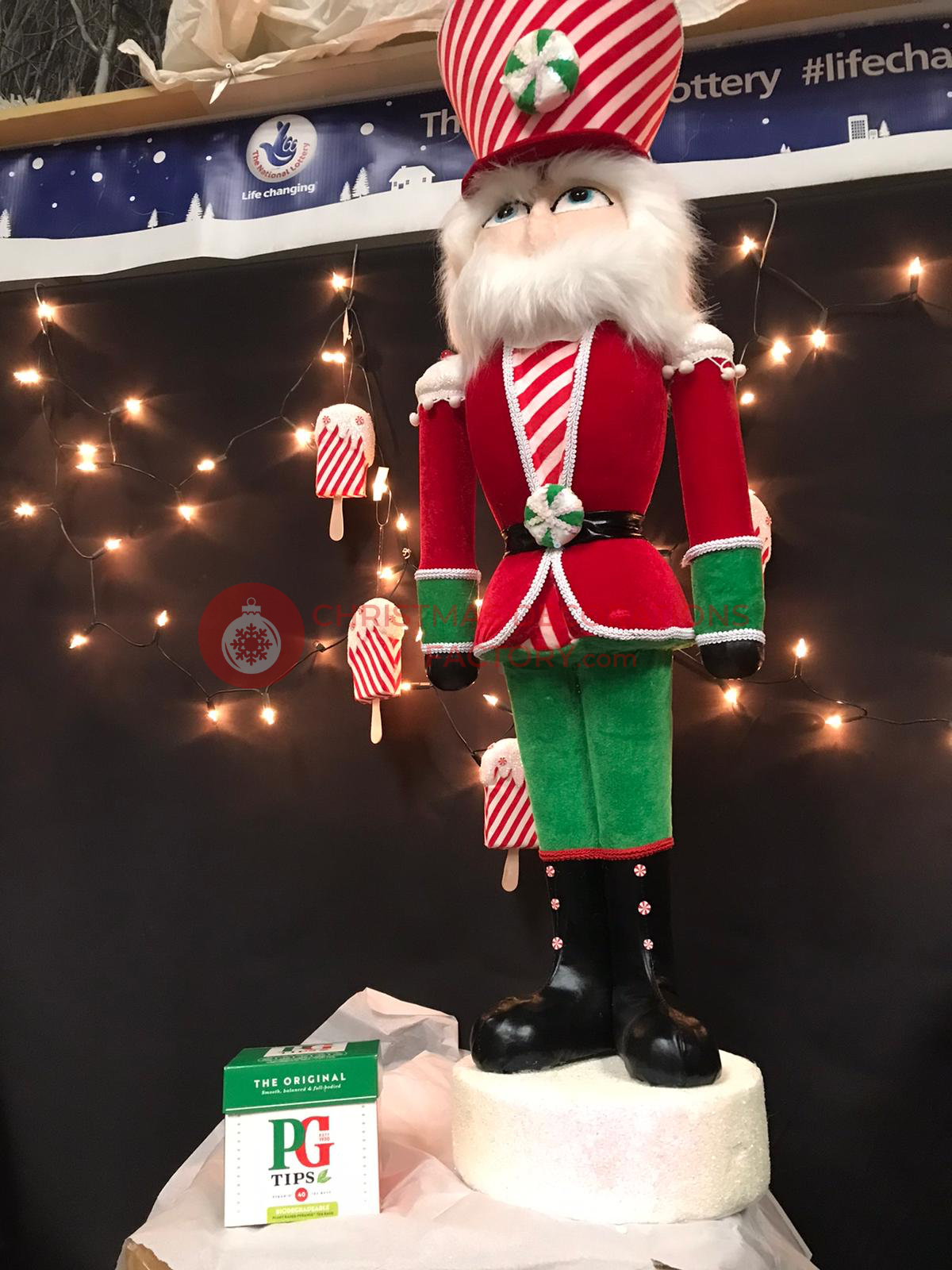 102cm Red Fabric Candy Cane Nutcracker