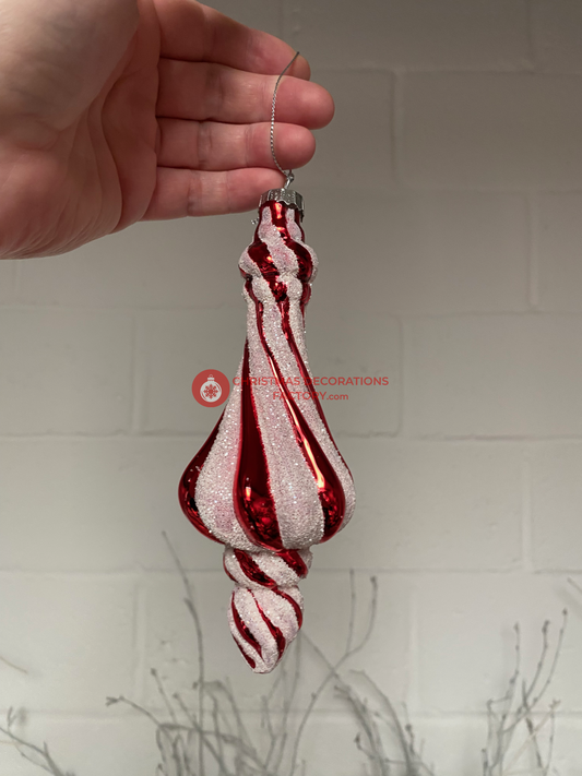 18cm Candy Cane Stripe Oblonge Bauble