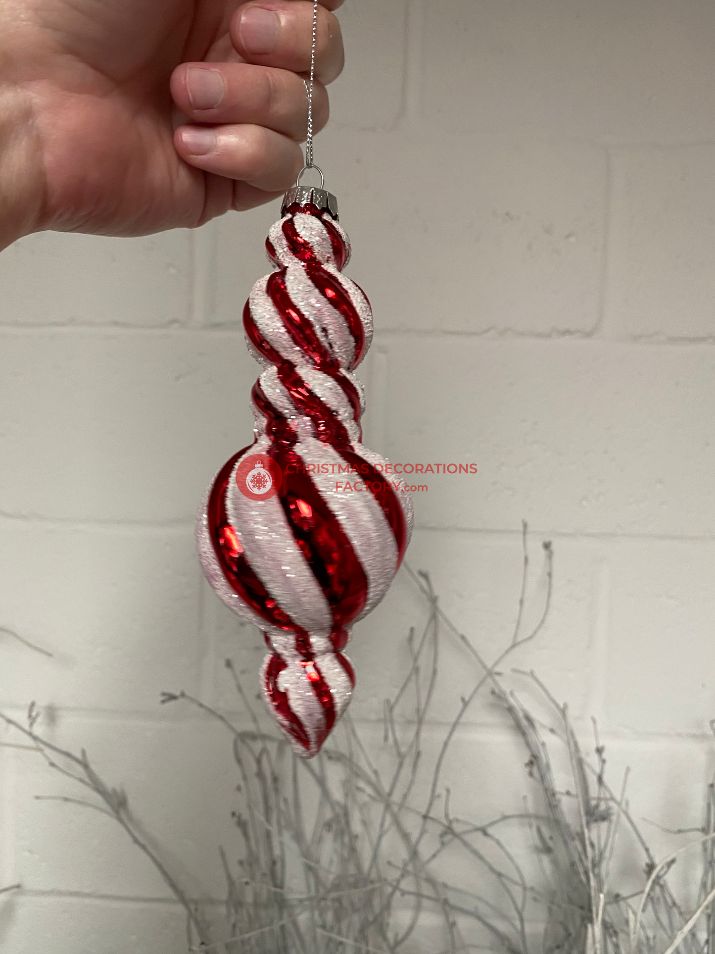 18cm Candy Cane Stripe Round Bauble