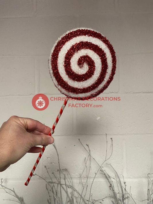 25cm Red And White Candy Swirl Sweet On Stick