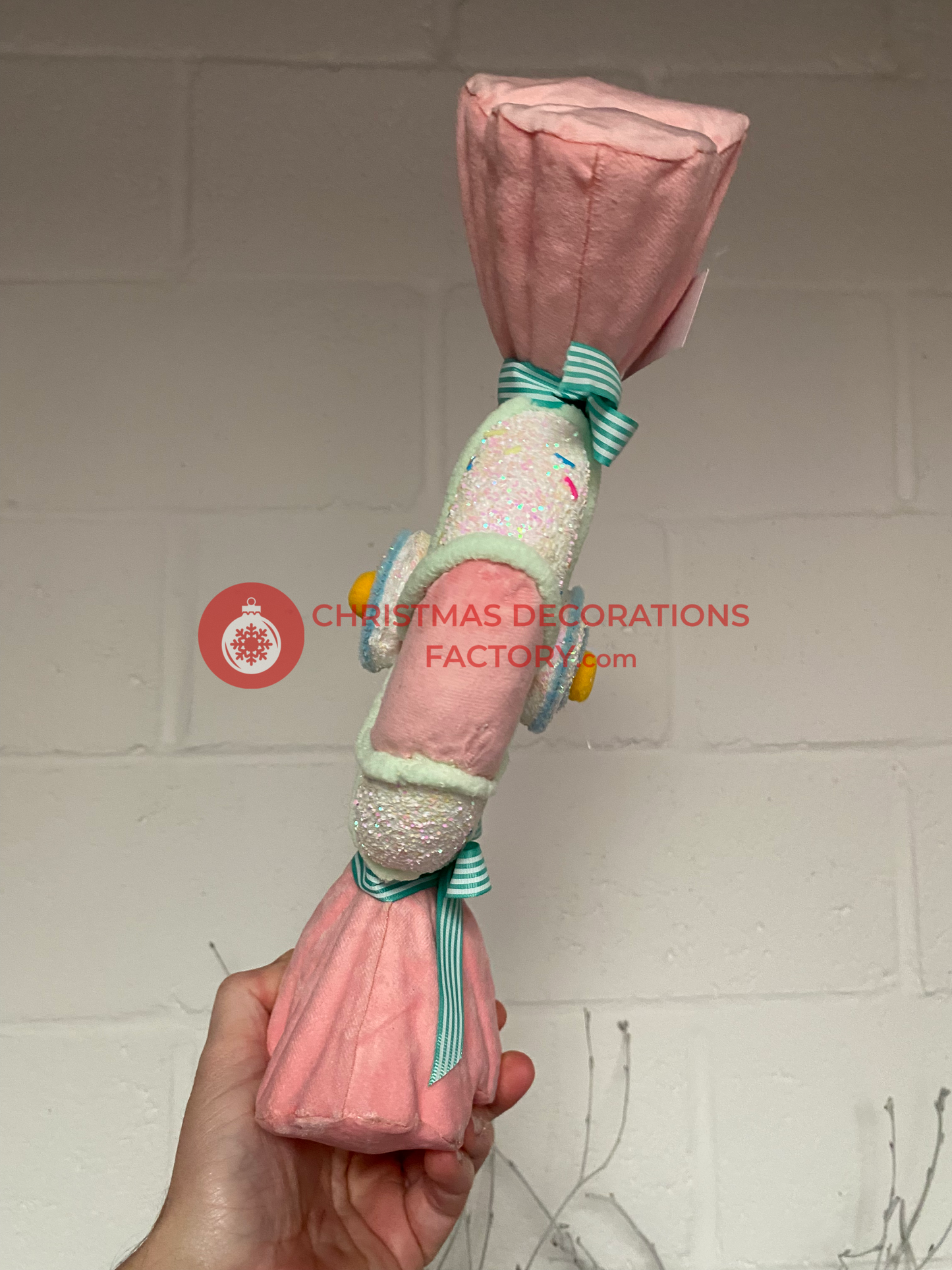 36cm Fabric Pink and Green Candy Swirl Sweet