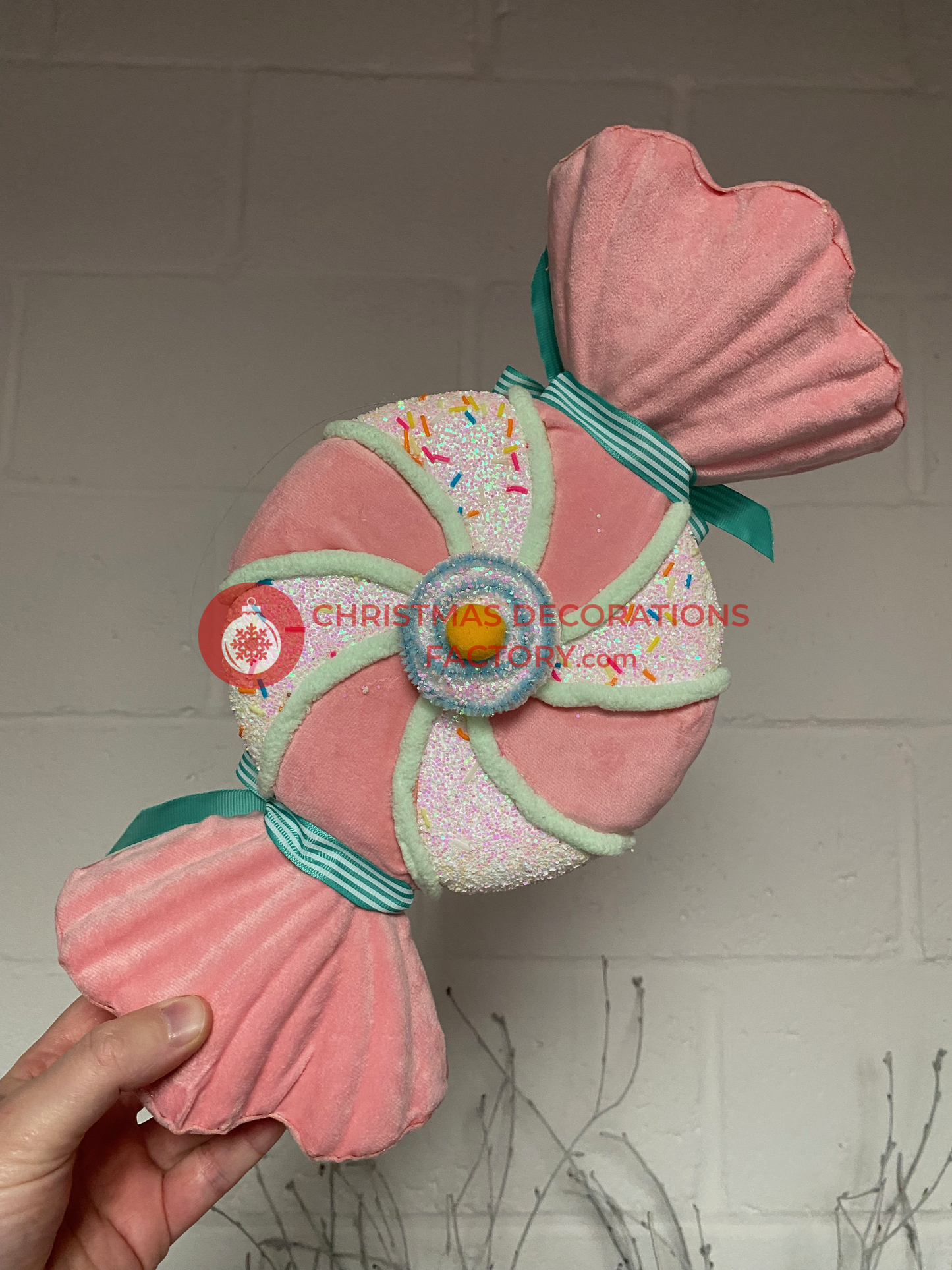 36cm Fabric Pink and Green Candy Swirl Sweet