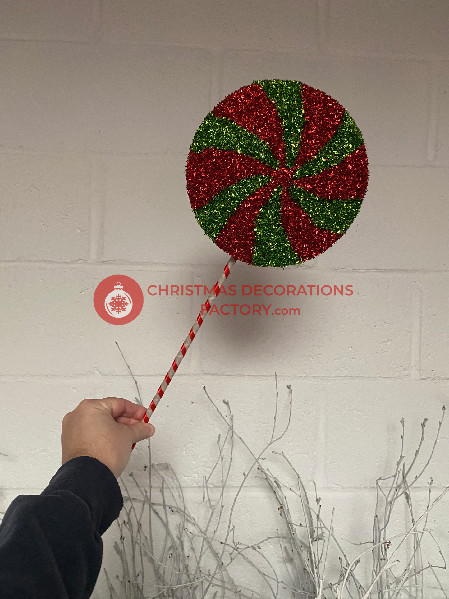 38cm Red And Green Candy Segment Sweet On Stick