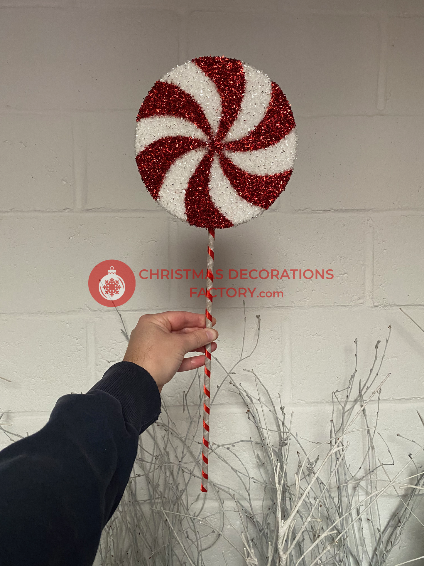 38cm Red And White Candy Segment Sweet On Stick