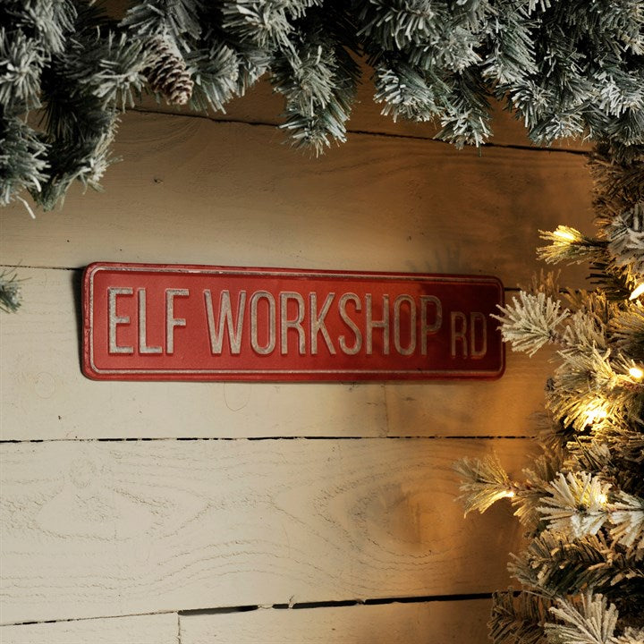 50cm Elf Workshop Rd Sign