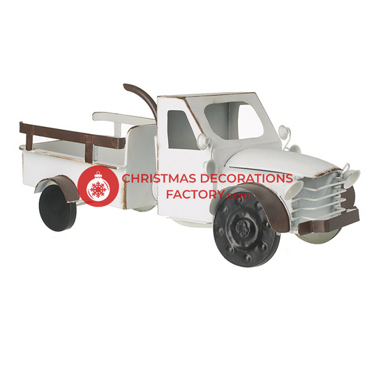 51cm Vintage White Metal Pick Up Truck