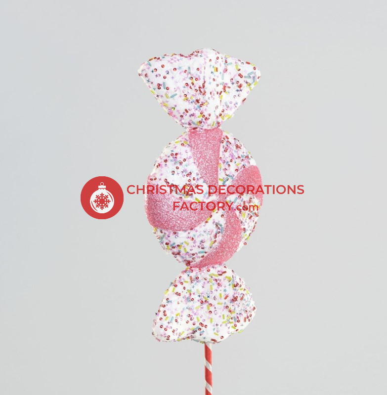 62cm Pink And White Candy Swirl Sweet On Stick
