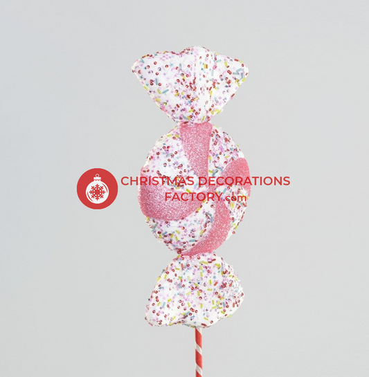 62cm Pink And White Candy Swirl Sweet On Stick