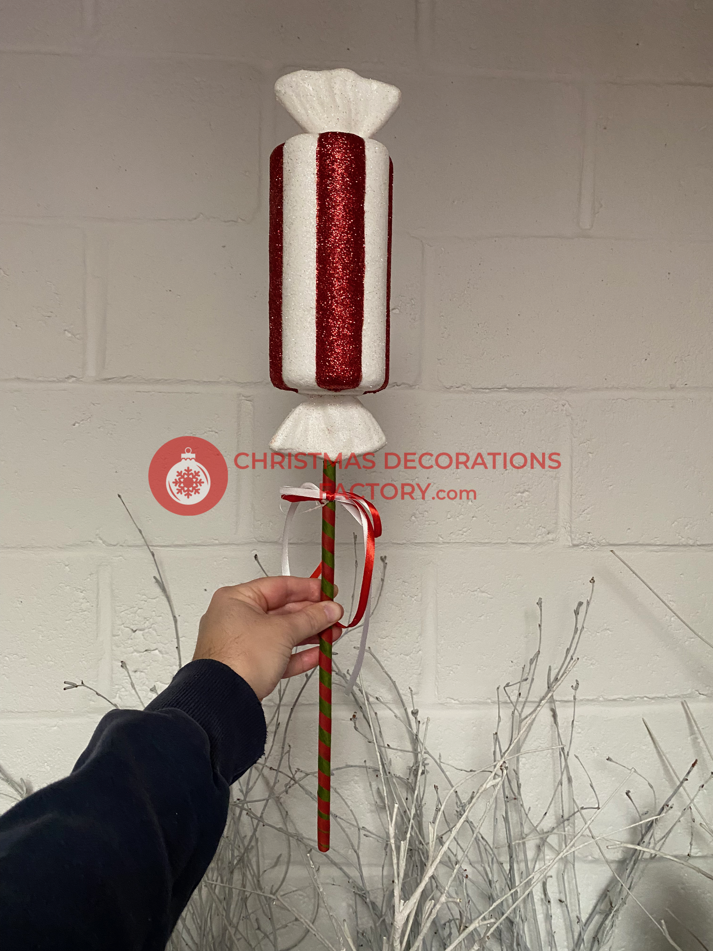 62cm Red And White Candy Tube Sweet On Stick