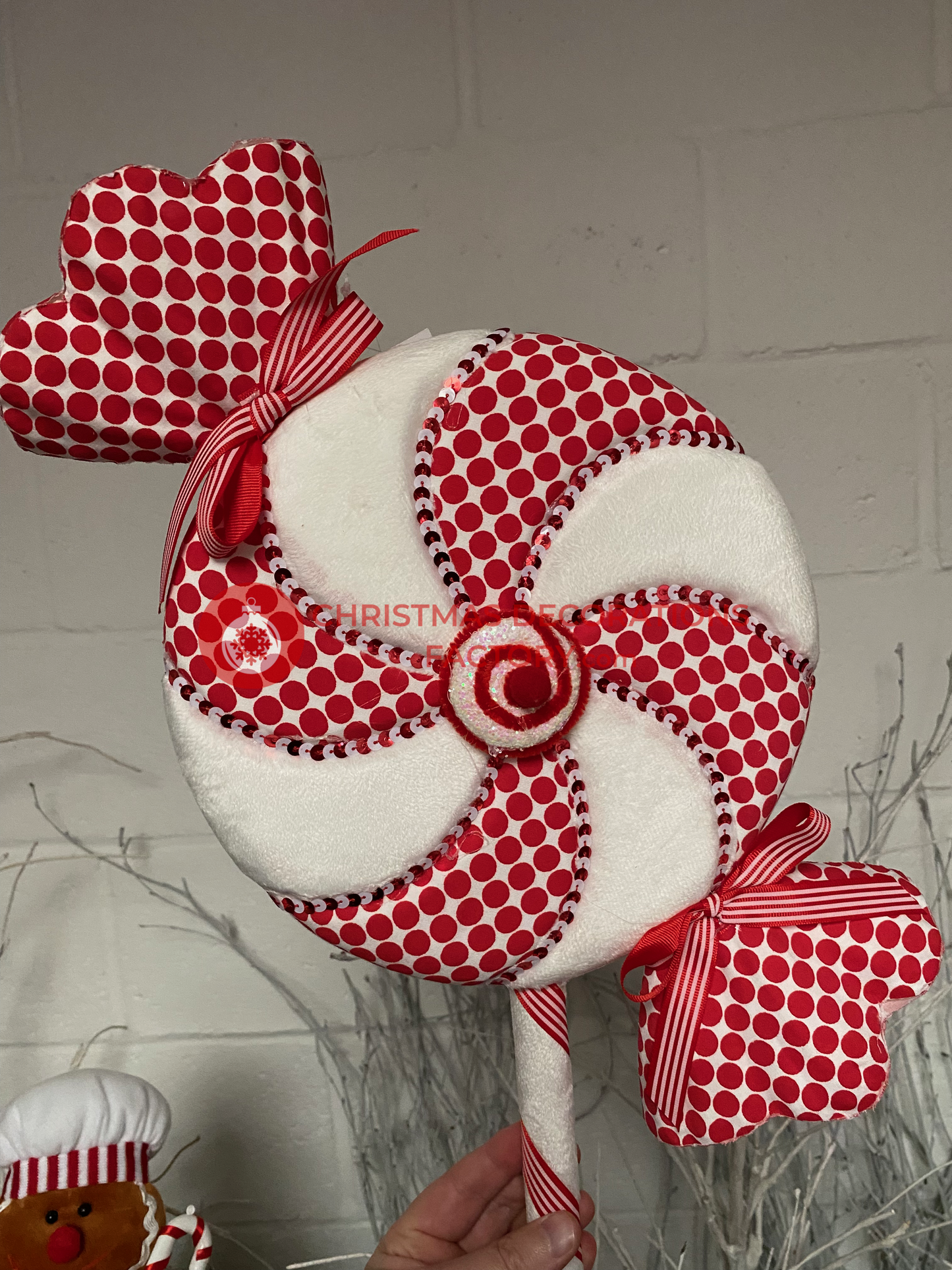 69cm Fabric Red and White Candy Polka Dot Swirl Sweet