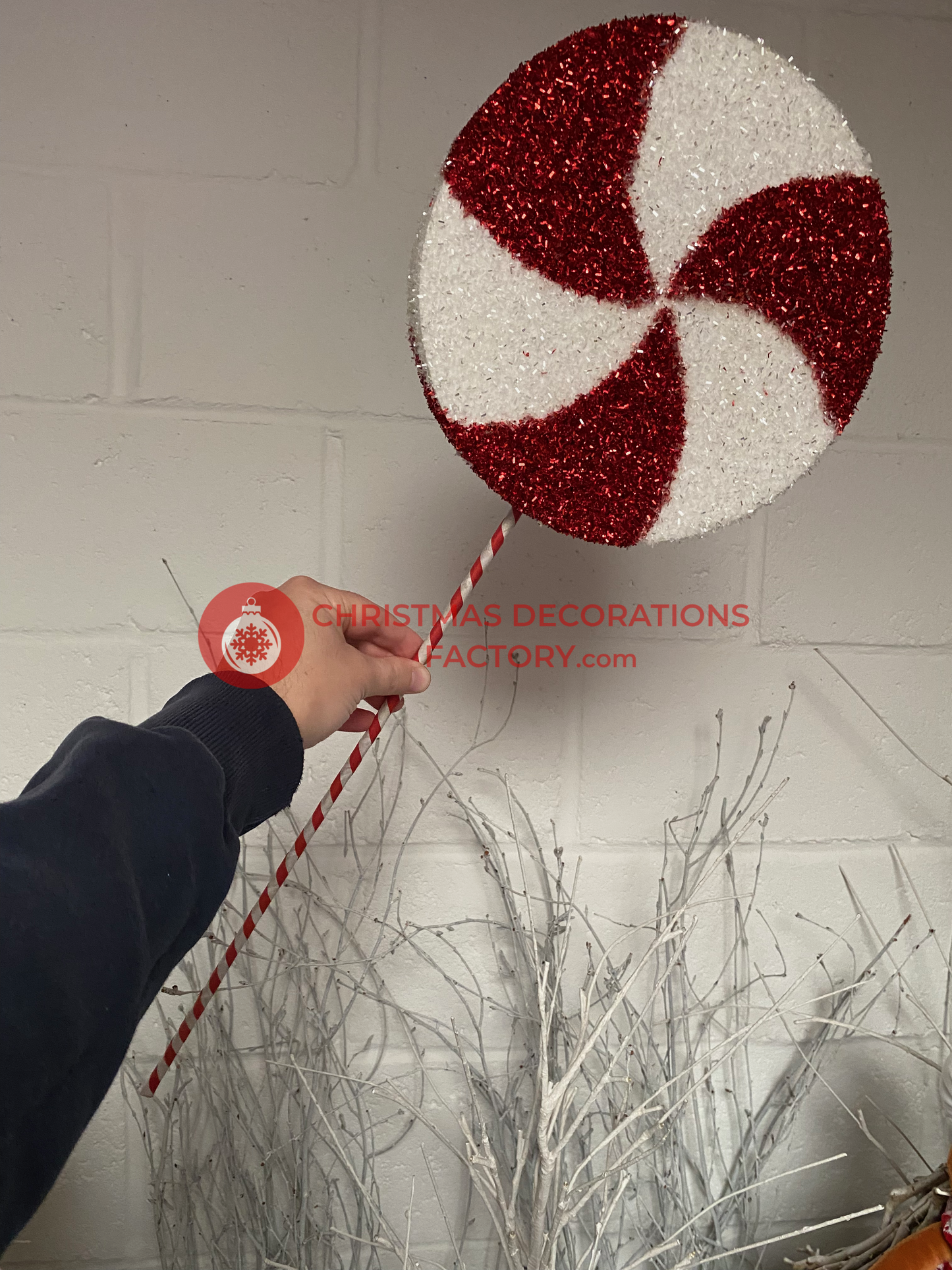 72cm Red And White Christmas Lollipop on Stick