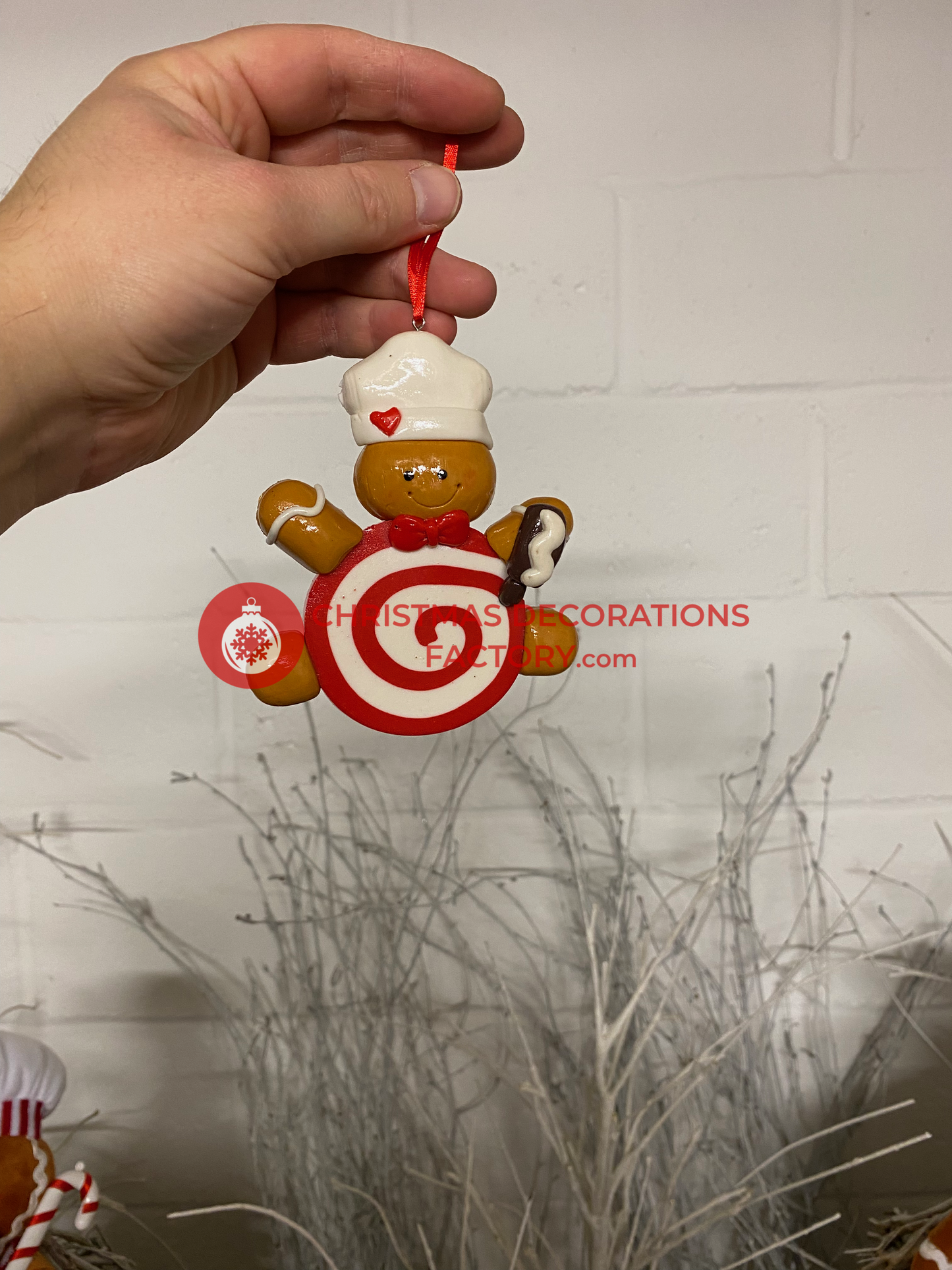 11cm Gingerbread Clay Bauble - Chef Hat Design