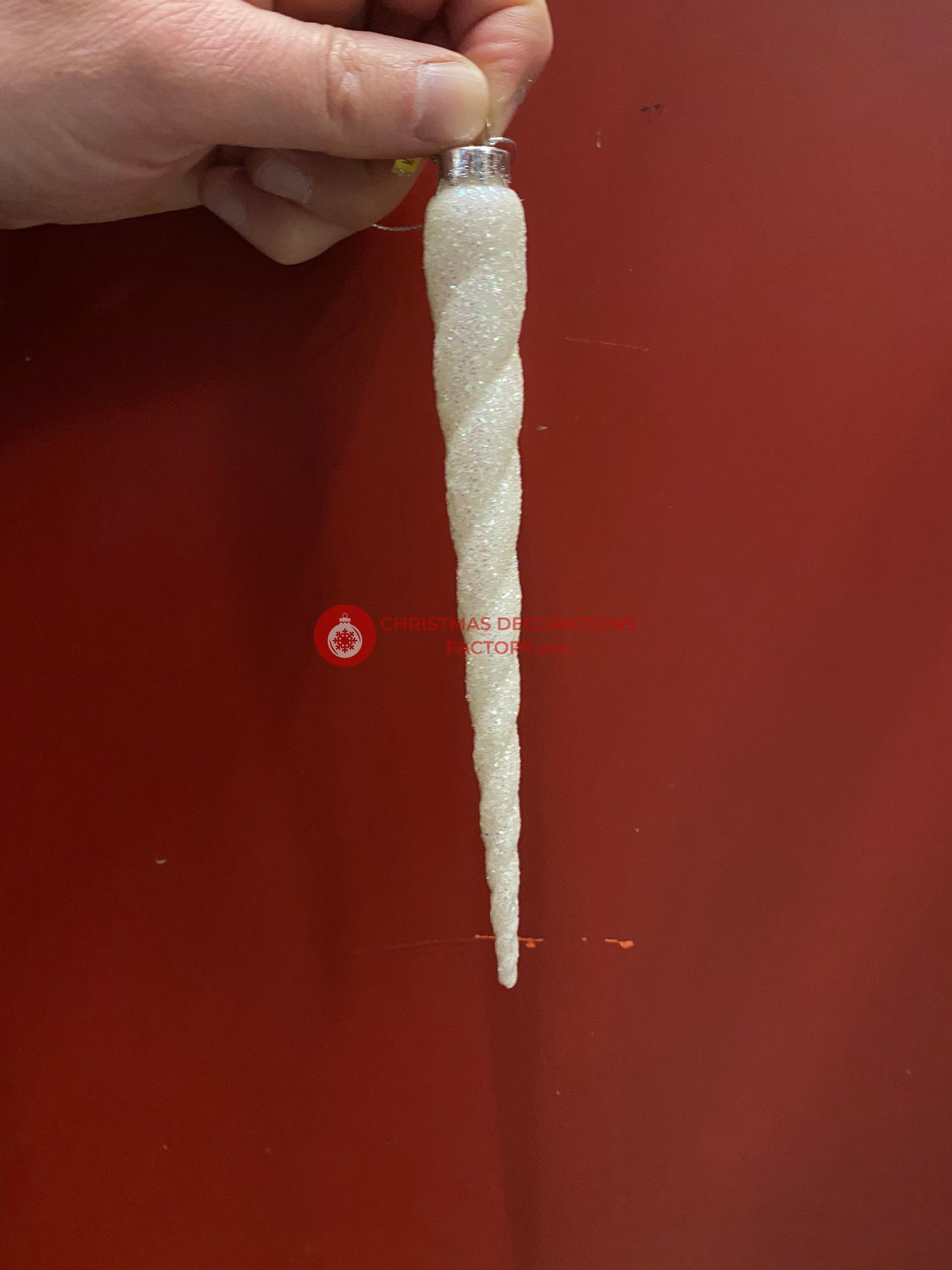 19cm White Glitter Icicle