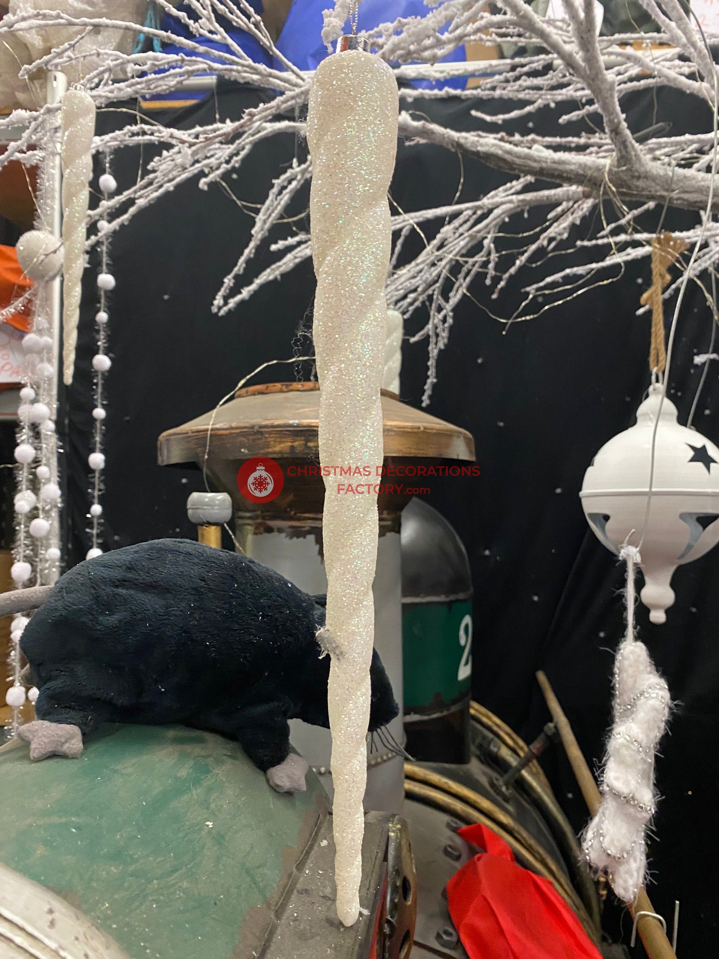60cm White Glitter Icicle
