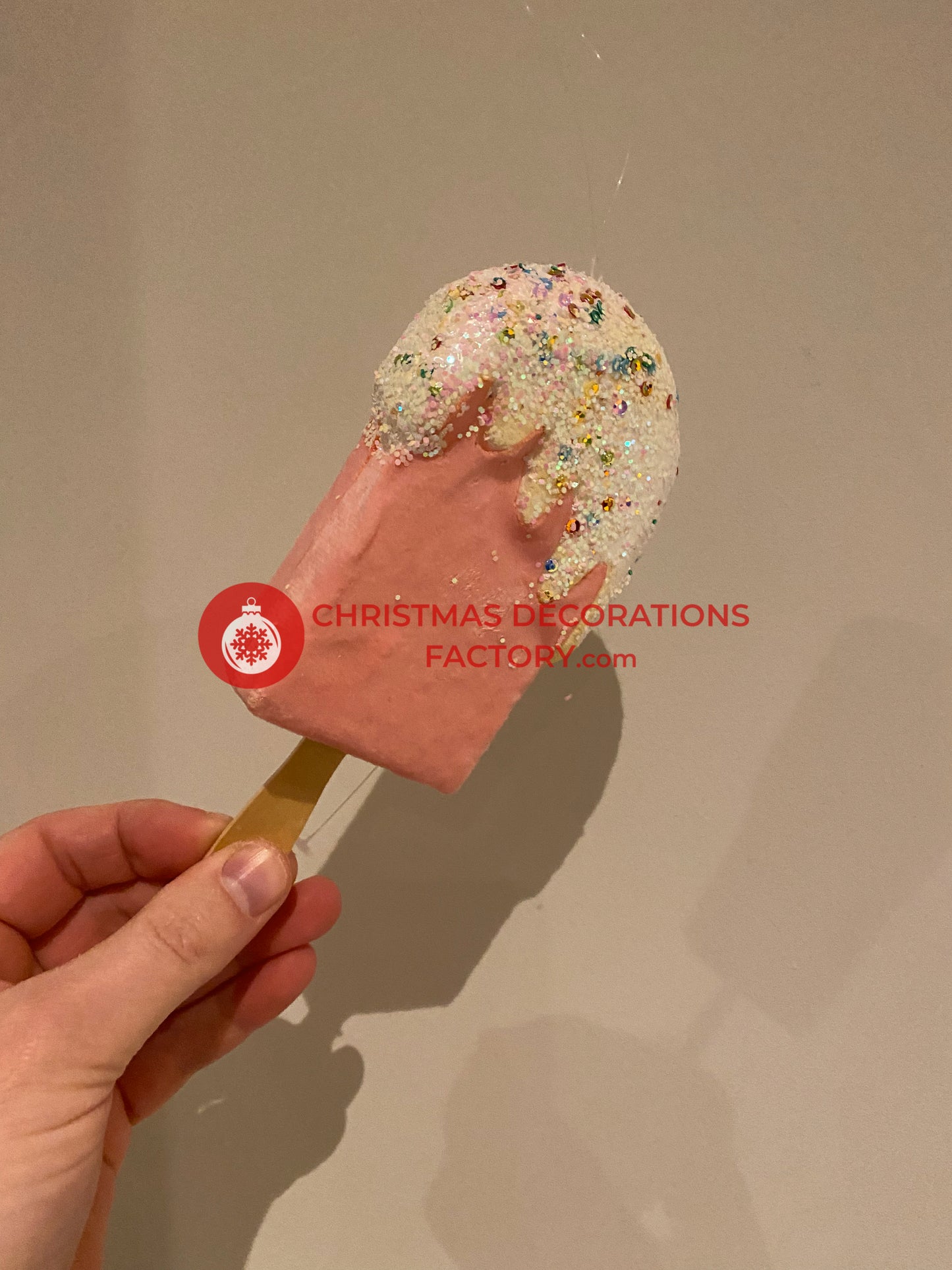 16cm Pink Fabric Candy Cane Lolly Decoration