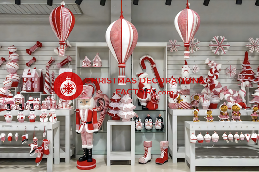 Red and White Delight: Dive into the Candy Cane Lane with Christmas Decorations Factory
