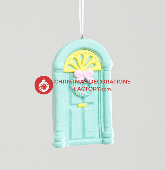 10cm Pastel Green Christmas Door Clay Bauble