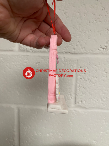 10cm Pastel Pink Christmas Door Clay Bauble