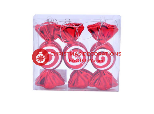 11cm Red And White Candy Sweets Pack Of 6