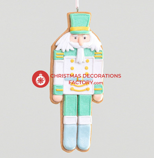 14cm Pastel Green Christmas Nutcracker Clay Bauble