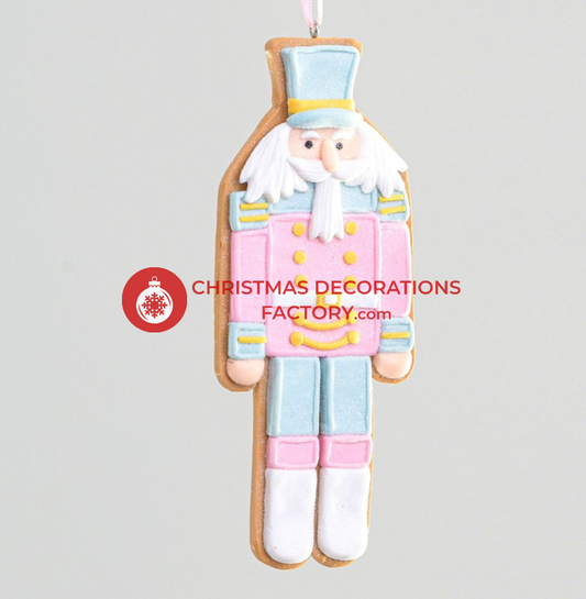 14cm Pastel Pink Christmas Nutcracker Clay Bauble