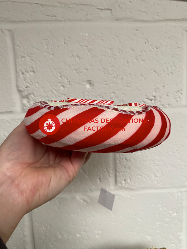 20cm Fabric Candy Cane Doughnut Decoration