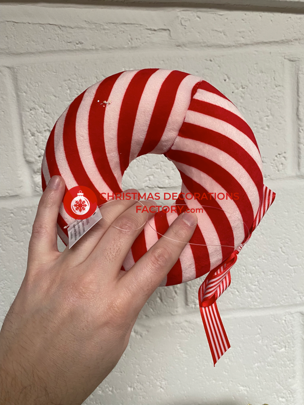 20cm Fabric Candy Cane Doughnut Decoration