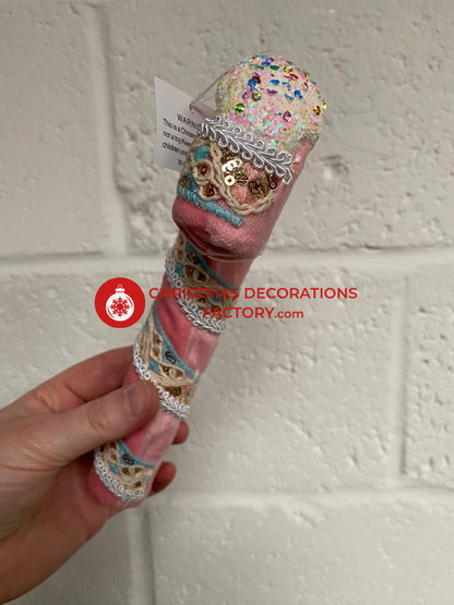23cm Pink Fabric Candy Cane