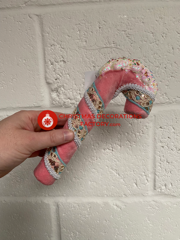 23cm Pink Fabric Candy Cane