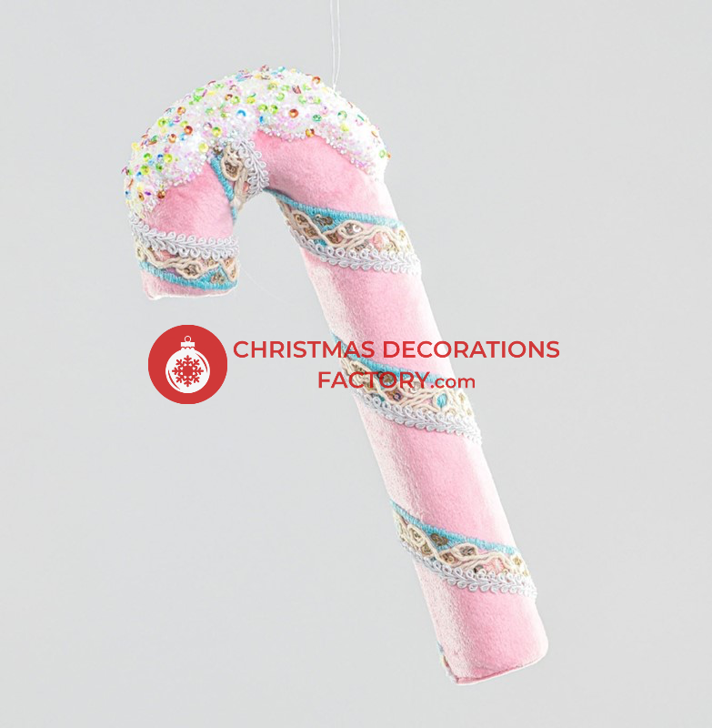 23cm Pink Fabric Candy Cane