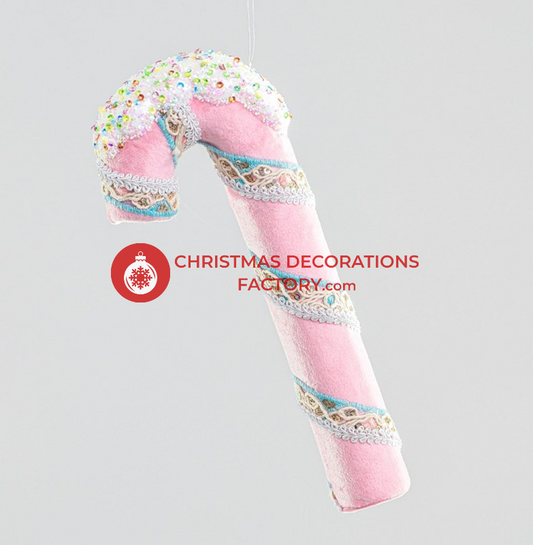 23cm Pink Fabric Candy Cane
