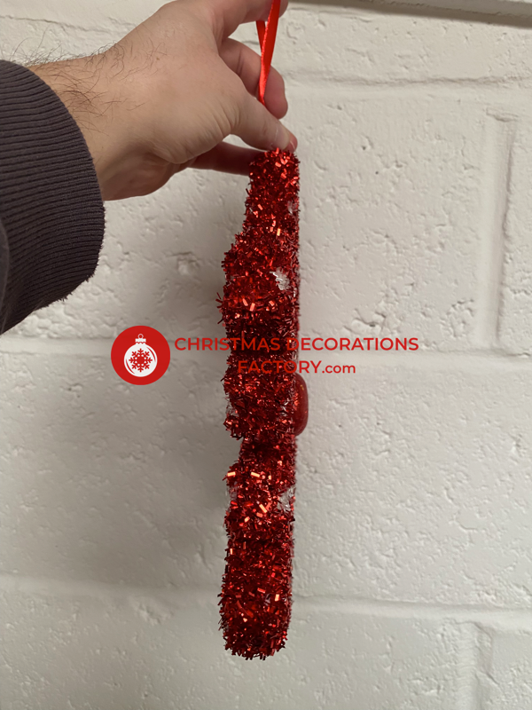 30cm Red And White Glitter Snowflake Decoration