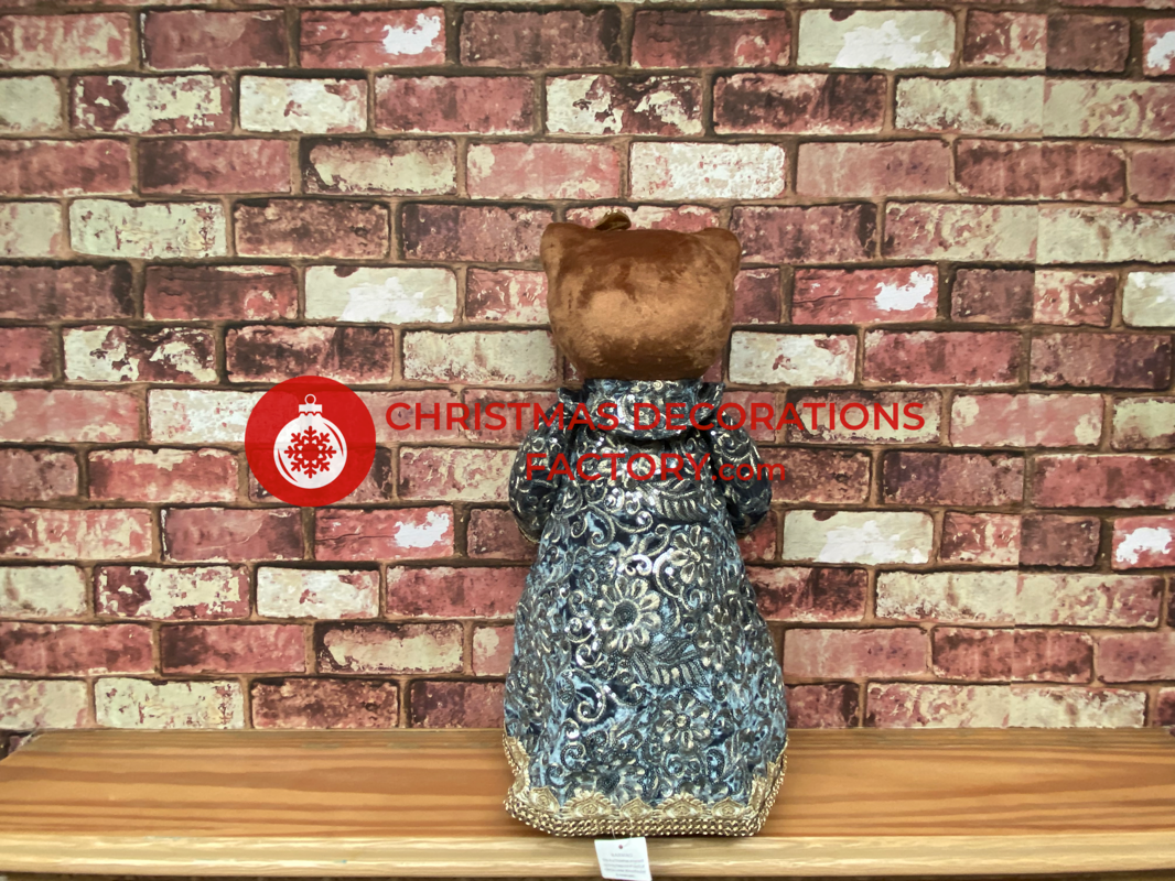55cm Blue And Champagne Fabric Standing Girl Bear