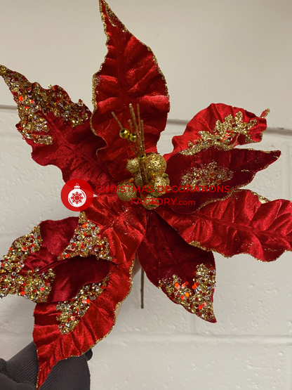 60cm Red Velvet Poinsettia