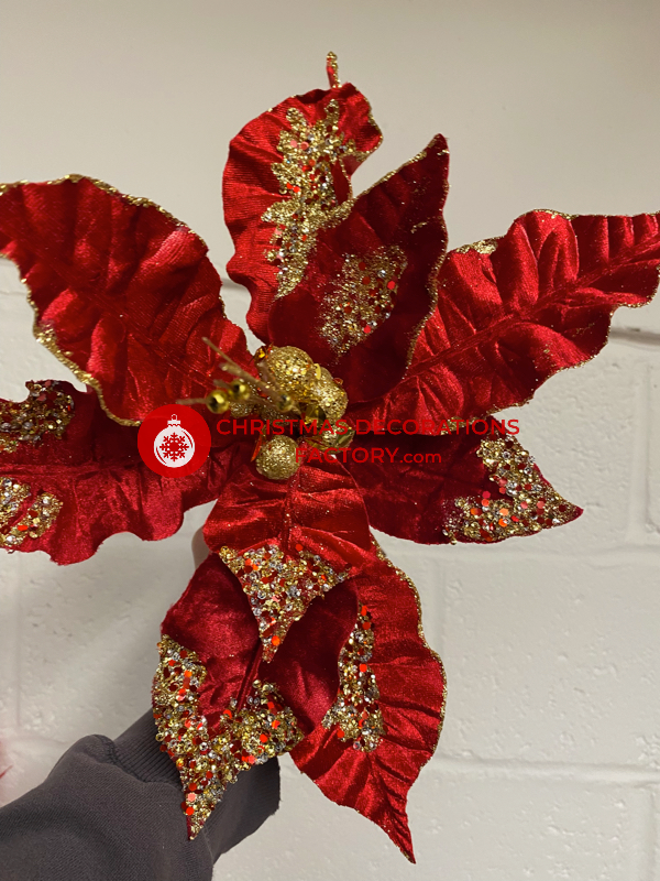 60cm Red Velvet Poinsettia