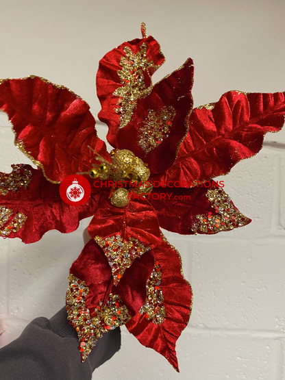 60cm Red Velvet Poinsettia