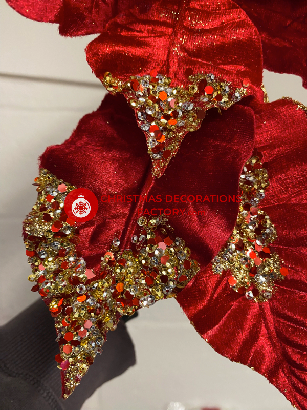 60cm Red Velvet Poinsettia